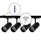 Bright Choice Ensemble complet Rail Monophasé Rail 1 Mètre Noir | incl. 4x Spot + GU10 2700K 3W Dimmable + Embout, Connecteur d’Alimentation