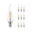 Lot 10x LED E14 Bent-tip Bougie Filament Claire 2.5W 250lm - 827 | Remplacement 25W